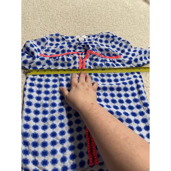 Vineyard Vines Silk Sequin Tunic Womens  XXS Long Sleeve Blouse Blue White Pink - Picture 3 of 11